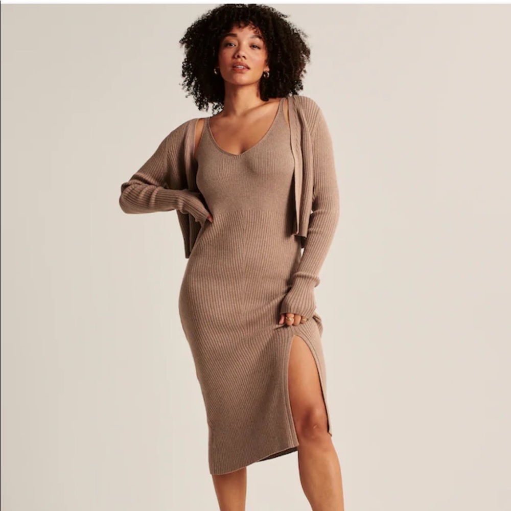 NWT Abercrombie Midi Sweater Dress & Cardigan Set - Picture 1 of 12